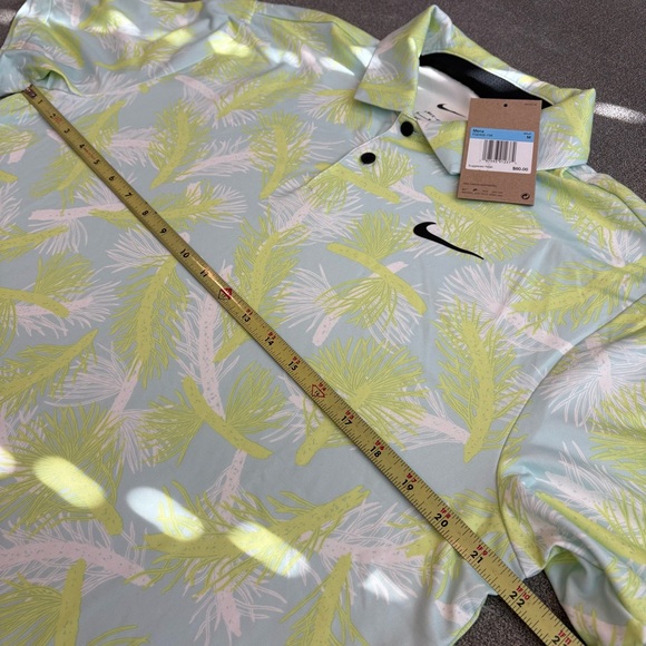 Nike Dri-Fit Tour Mens Size Medium Pine Print Lemon‎ Twist Polo Shirt - Picture 4 of 5